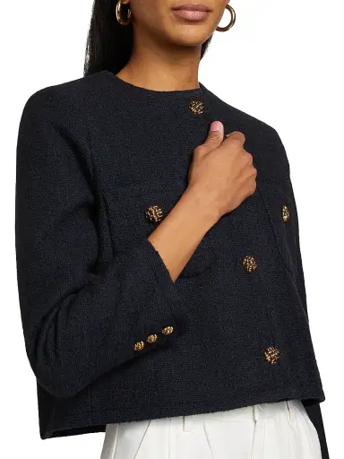 Ba&sh Women's Meredith Cotton-Blend Jacket - Marine - Size Large | Thumbnail 6