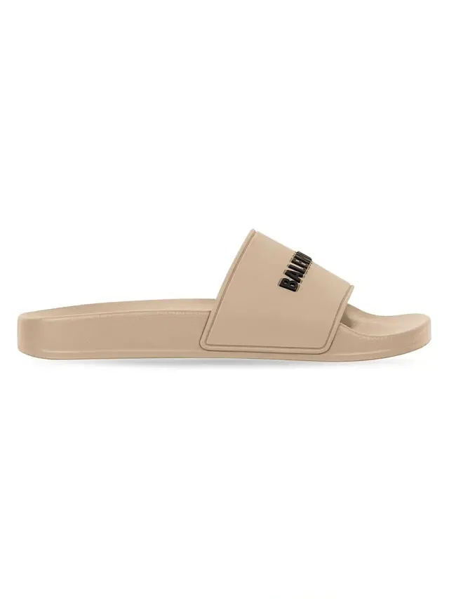 Balenciaga Men's Pool Slide Sandals - Beige Black