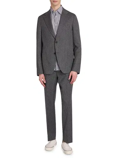 Officine Générale Men's Arthus Herringbone Wool Jacket - Grey | Thumbnail 2 Officine Générale Men's Arthus Herringbone Wool Jacket - Grey | Thumbnail 2