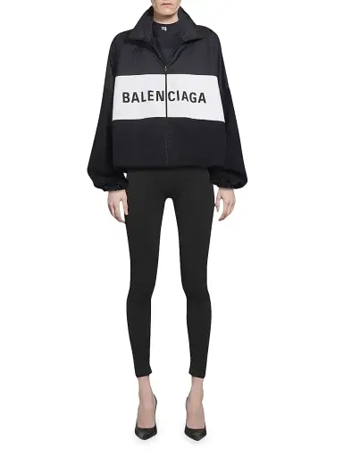 Balenciaga Women's Zipped Nylon Logo Denim Jacket | Thumbnail 2 Balenciaga Women's Zipped Nylon Logo Denim Jacket | Thumbnail 2
