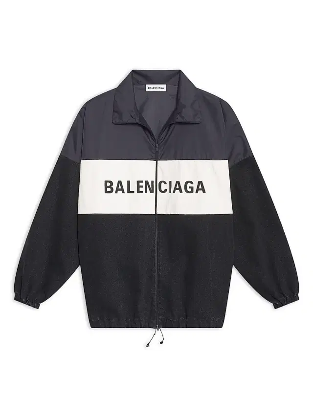 Balenciaga Women's Zipped Nylon Logo Denim Jacket - Black
