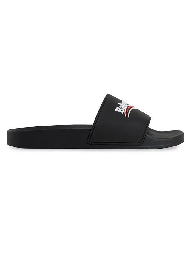 Balenciaga Men's Pool Slide Sandals - Black