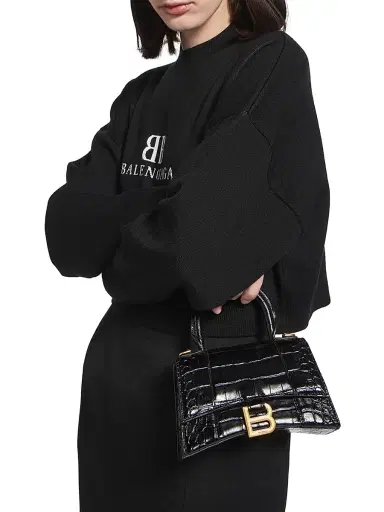 Balenciaga Women's Hourglass XS Handbag Crocodile Embossed | Thumbnail 4 Balenciaga Women's Hourglass XS Handbag Crocodile Embossed | Thumbnail 4