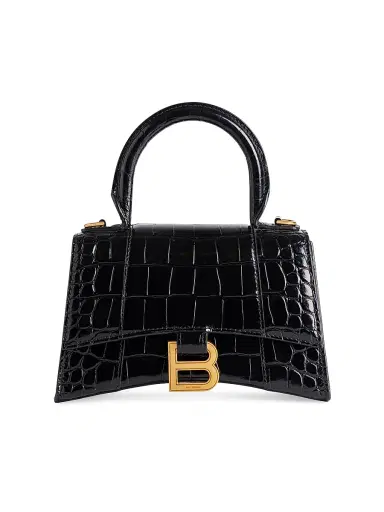Balenciaga Women's Hourglass XS Handbag Crocodile Embossed | Thumbnail 1 Balenciaga Women's Hourglass XS Handbag Crocodile Embossed | Thumbnail 1