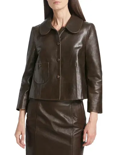 Ba&sh Women's Milos Pleated Leather Jacket | Thumbnail 3 Ba&sh Women's Milos Pleated Leather Jacket | Thumbnail 3