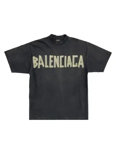 Balenciaga Women's Tape Type T-Shirt Medium Fit - Black Faded - Size Large | Thumbnail 1 Balenciaga Women's Tape Type T-Shirt Medium Fit - Black Faded - Size Large | Thumbnail 1