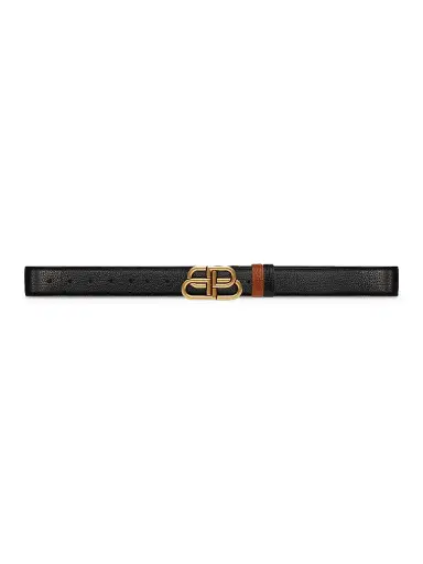 Balenciaga Men's BB Reversible Belt In Grained Calfskin - Black Tan - Size 34 | Thumbnail 1 Balenciaga Men's BB Reversible Belt In Grained Calfskin - Black Tan - Size 34 | Thumbnail 1