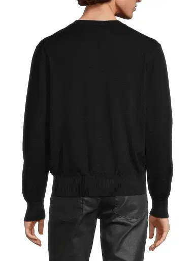 AMI PARIS Men's Logo Wool Sweater - Black - Size Small | Thumbnail 5