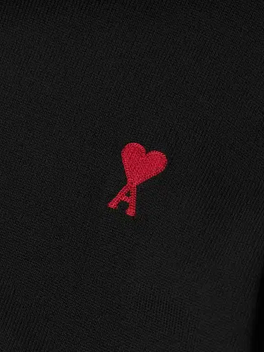 AMI PARIS Men's Logo Wool Sweater - Black - Size Small | Thumbnail 6