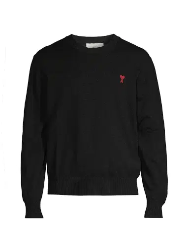 AMI PARIS Men's Logo Wool Sweater - Black - Size Small | Thumbnail 1
