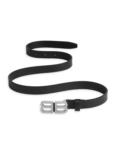 Balenciaga Women's BB Hourglass Thin Belt - Black - Size 24 | Thumbnail 2