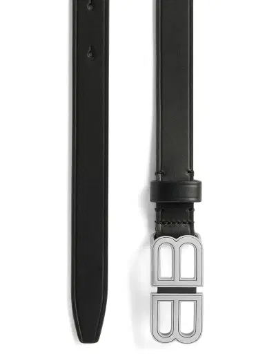 Balenciaga Women's BB Hourglass Thin Belt - Black - Size 24 | Thumbnail 1