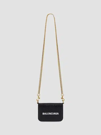 Balenciaga Women's Cash Mini Wallet On Chain - Black | Thumbnail 5