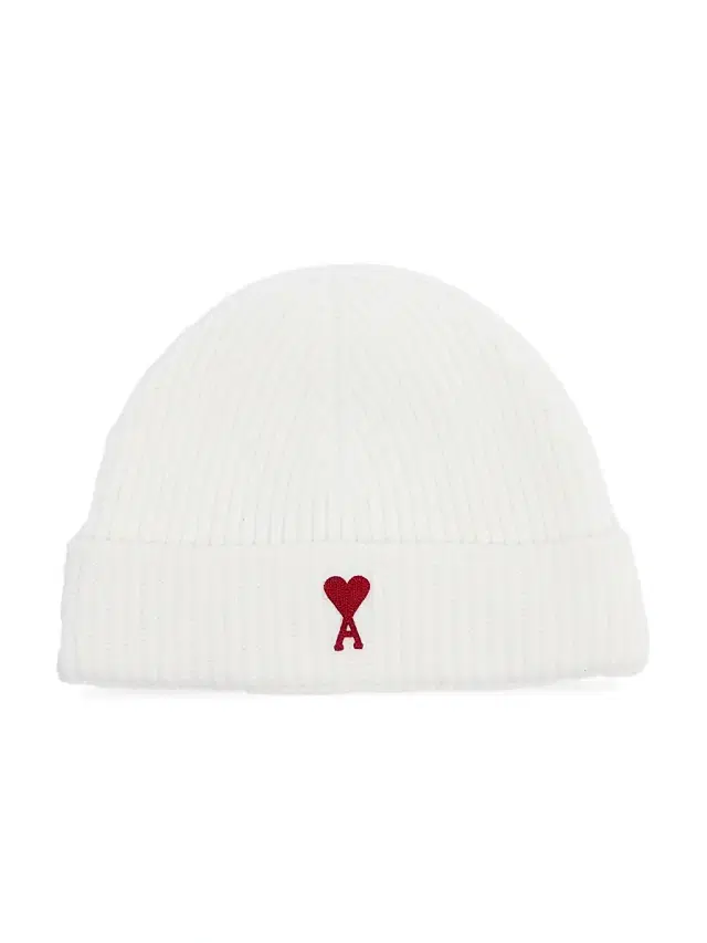 Men's ADC Logo Wool Beanie - Off White Red