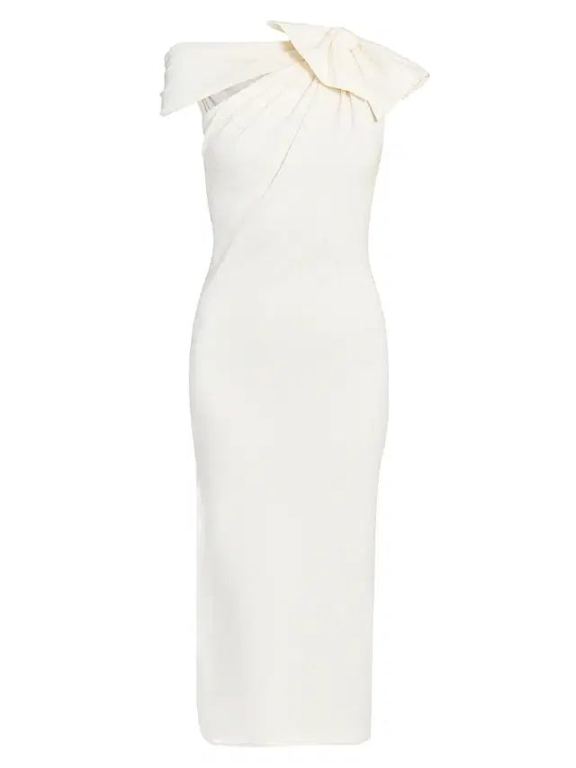 Giambattista Valli Women's Asymmetric Bow Knit Midi-Dress - Ivory - Size 8
