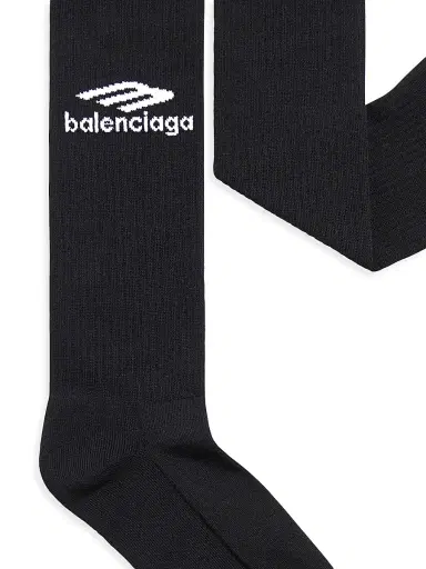 Balenciaga Men's Skiwear - 3B Sports Icon Ski Socks - Black White - Size XL | Thumbnail 2