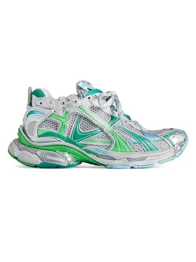 Balenciaga Women's Runner Sneakers - Green Blue