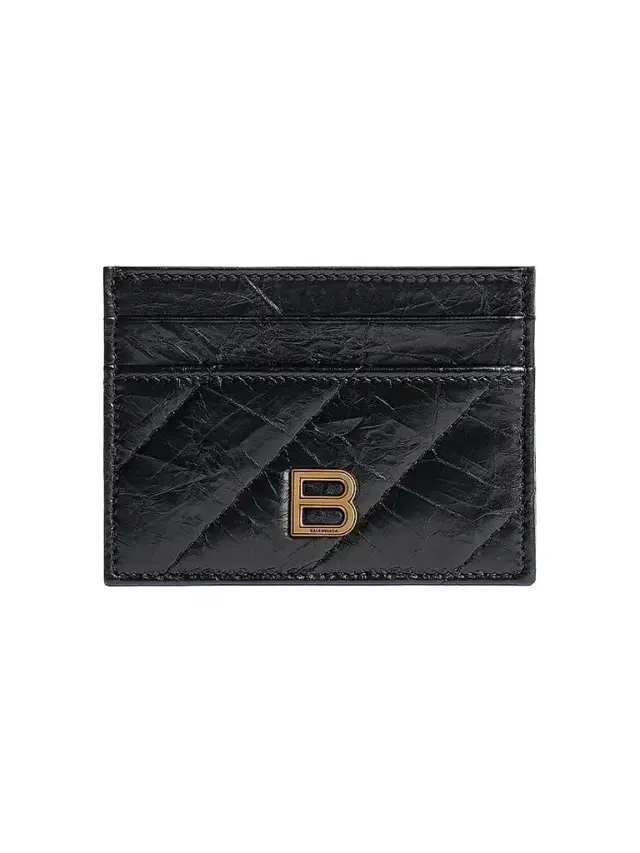 Balenciaga Women's Crush Card Holder Quilted - Black