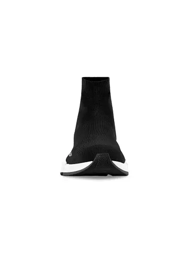 Balenciaga Women's Speed 2.0 Recycled Knit Sneakers With Bicolor Sole - Black White | Thumbnail 2