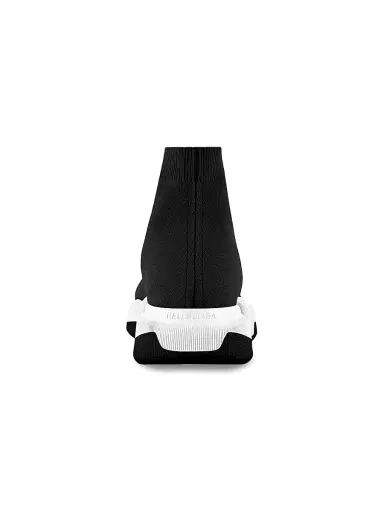 Balenciaga Women's Speed 2.0 Recycled Knit Sneakers With Bicolor Sole - Black White | Thumbnail 3