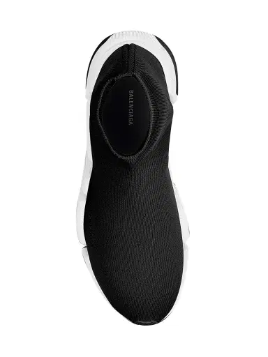 Balenciaga Women's Speed 2.0 Recycled Knit Sneakers With Bicolor Sole - Black White | Thumbnail 5