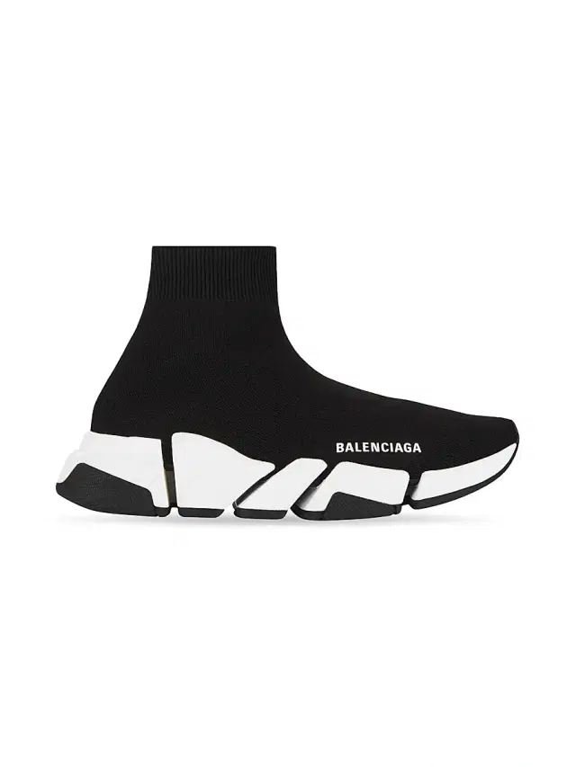 Balenciaga Women's Speed 2.0 Recycled Knit Sneakers With Bicolor Sole - Black White