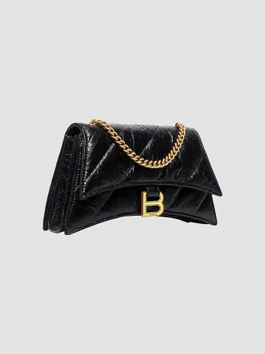 Balenciaga Women's Crush XS Quilted Chain Bag - Black | Thumbnail 2 Balenciaga Women's Crush XS Quilted Chain Bag - Black | Thumbnail 2