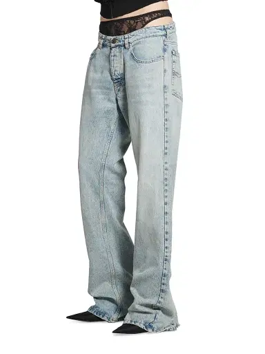 Balenciaga Women's Low Waist Straight Pants - Light Blue | Thumbnail 3