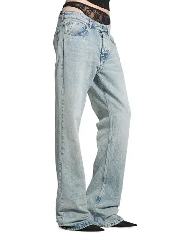 Balenciaga Women's Low Waist Straight Pants - Light Blue | Thumbnail 6