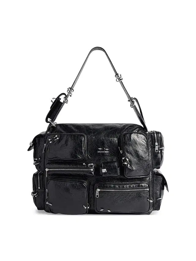 Balenciaga Men's Superbusy  Sling Bag with Piercings - Black