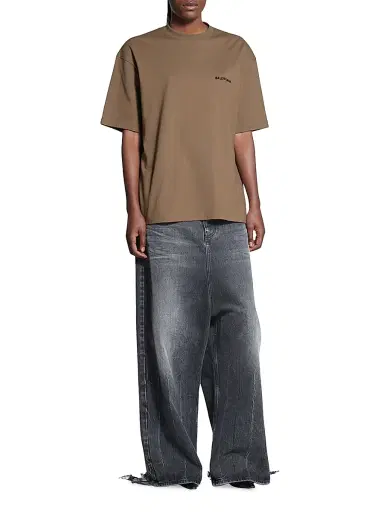 Balenciaga Women's Back T-Shirt Medium Fit - Cream - Size XXS | Thumbnail 2