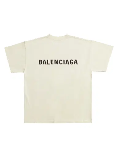 Balenciaga Women's Back T-Shirt Medium Fit - Cream - Size XXS | Thumbnail 3