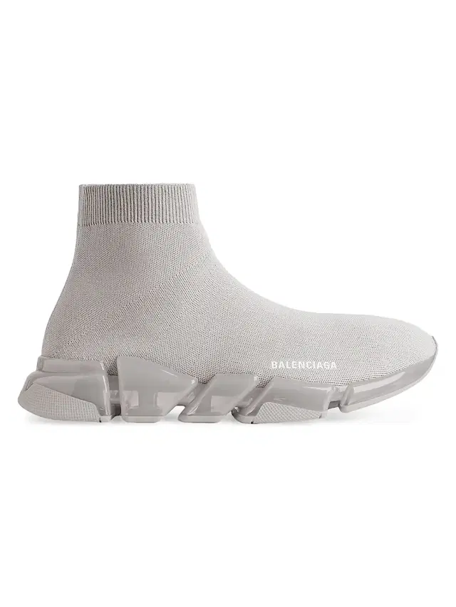 Balenciaga Men's Speed 2.0 Full Clear Sole Knit Sneakers - Grey
