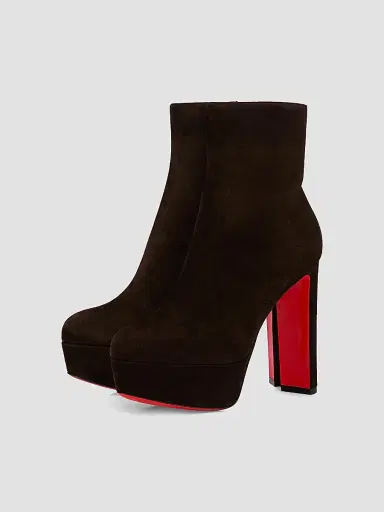 Christian Louboutin Women's Loo Booty Veau Velours 130MM Booties - Cafe - Size 6 | Thumbnail 2
