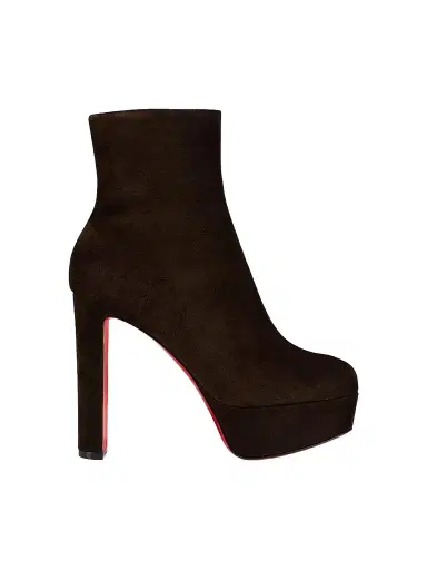 Christian Louboutin Women's Loo Booty Veau Velours 130MM Booties - Cafe - Size 6 | Thumbnail 1