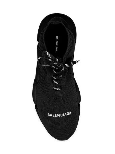 Balenciaga Men's Speed 2.0 Lace-up Recycled Knit Sneaker - Black - Size 14 | Thumbnail 4