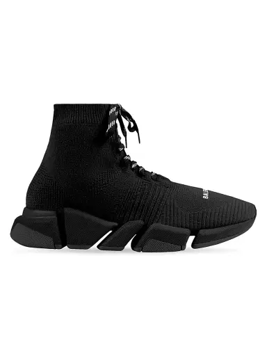 Balenciaga Men's Speed 2.0 Lace-up Recycled Knit Sneaker - Black - Size 14 | Thumbnail 1
