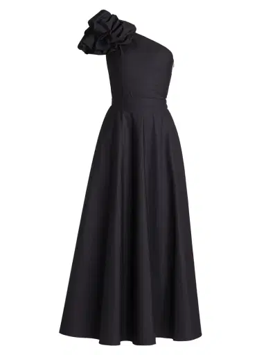Giambattista Valli Women's One-Shoulder Cotton Fit & Flare Maxi Dress - Black | Thumbnail 6 Giambattista Valli Women's One-Shoulder Cotton Fit & Flare Maxi Dress - Black | Thumbnail 6