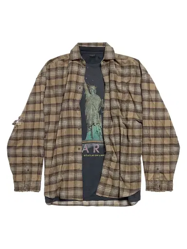 Balenciaga Women's Paris Liberty Layered Oversized Shirt - Beige - Size XXL | Thumbnail 1