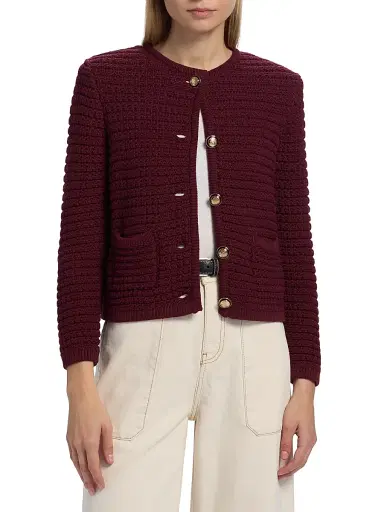 Ba&sh Women's Gaspard Cotton-Blend Knit Cardigan - Bordeaux - Size XL | Thumbnail 3 Ba&sh Women's Gaspard Cotton-Blend Knit Cardigan - Bordeaux - Size XL | Thumbnail 3