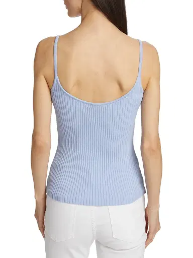 Courrèges Women's Embroidered Rib-Knit Camisole - Sky | Thumbnail 4 Courrèges Women's Embroidered Rib-Knit Camisole - Sky | Thumbnail 4