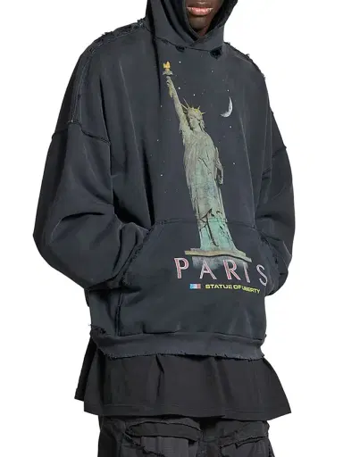 Balenciaga Paris Liberty Hoodie Oversized - Black | Thumbnail 3