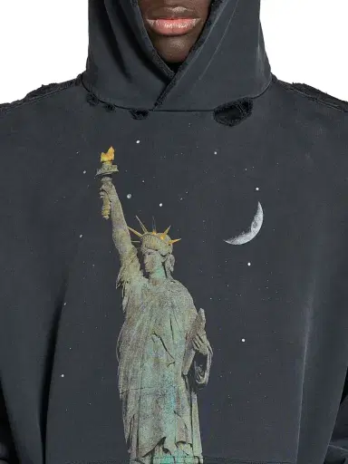 Balenciaga Paris Liberty Hoodie Oversized - Black | Thumbnail 6
