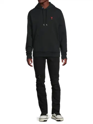 AMI PARIS Men's Ami De Coeur Cotton Hoodie - Black - Size XL | Thumbnail 2