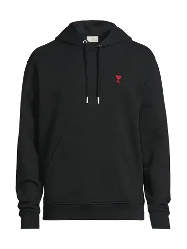 AMI PARIS Men's Ami De Coeur Cotton Hoodie - Black - Size XL | Thumbnail 1