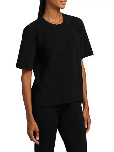 Stella McCartney Women's Compact Knit Short-Sleeve Top - Black | Thumbnail 4 Stella McCartney Women's Compact Knit Short-Sleeve Top - Black | Thumbnail 4