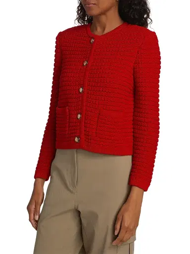 Ba&sh Women's Gaspard Knit Cotton-Blend Cardigan - Rouge - Size Large | Thumbnail 4 Ba&sh Women's Gaspard Knit Cotton-Blend Cardigan - Rouge - Size Large | Thumbnail 4