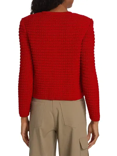 Ba&sh Women's Gaspard Knit Cotton-Blend Cardigan - Rouge - Size Large | Thumbnail 5 Ba&sh Women's Gaspard Knit Cotton-Blend Cardigan - Rouge - Size Large | Thumbnail 5