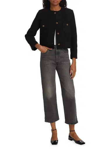 Ba&sh Women's Meredith Tweed Cotton-Blend Jacket - Noir | Thumbnail 2