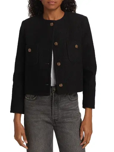 Ba&sh Women's Meredith Tweed Cotton-Blend Jacket - Noir | Thumbnail 3